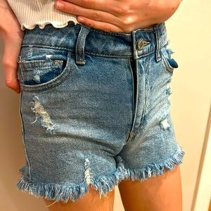 Blue ripped jeans shorts